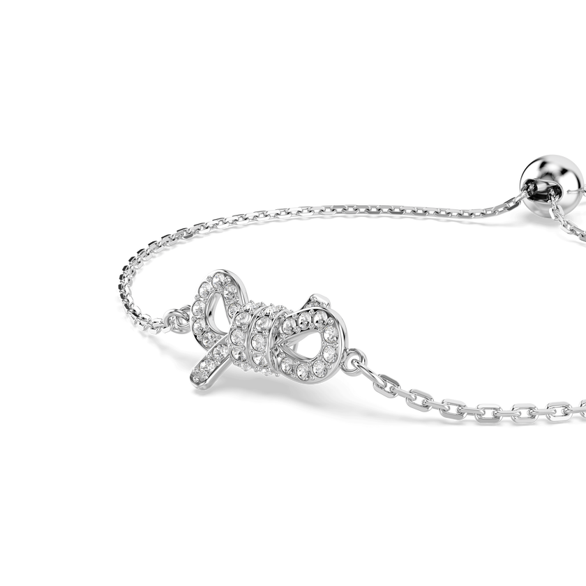 swarovski سوار lifelong، ترصيع بافيه، شكل أنشوطة، لون أبيض، طلاء روديوم