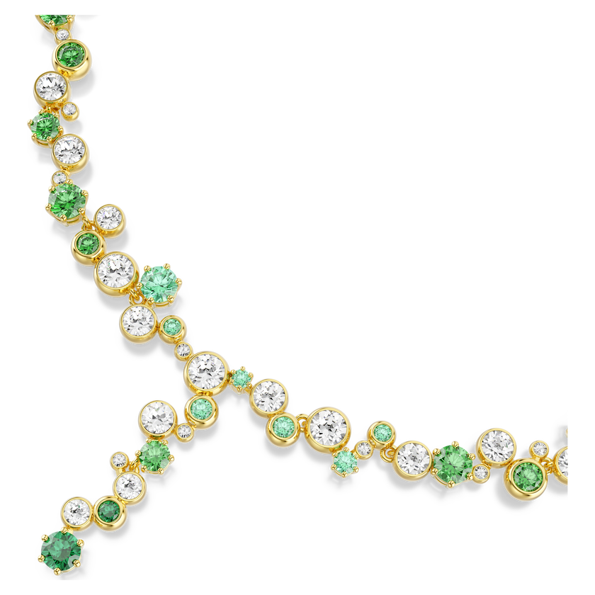 swarovski عقد constella على شكل حرف y، قطع متنوع، لون أخضر، طلاء باللون الذهبي