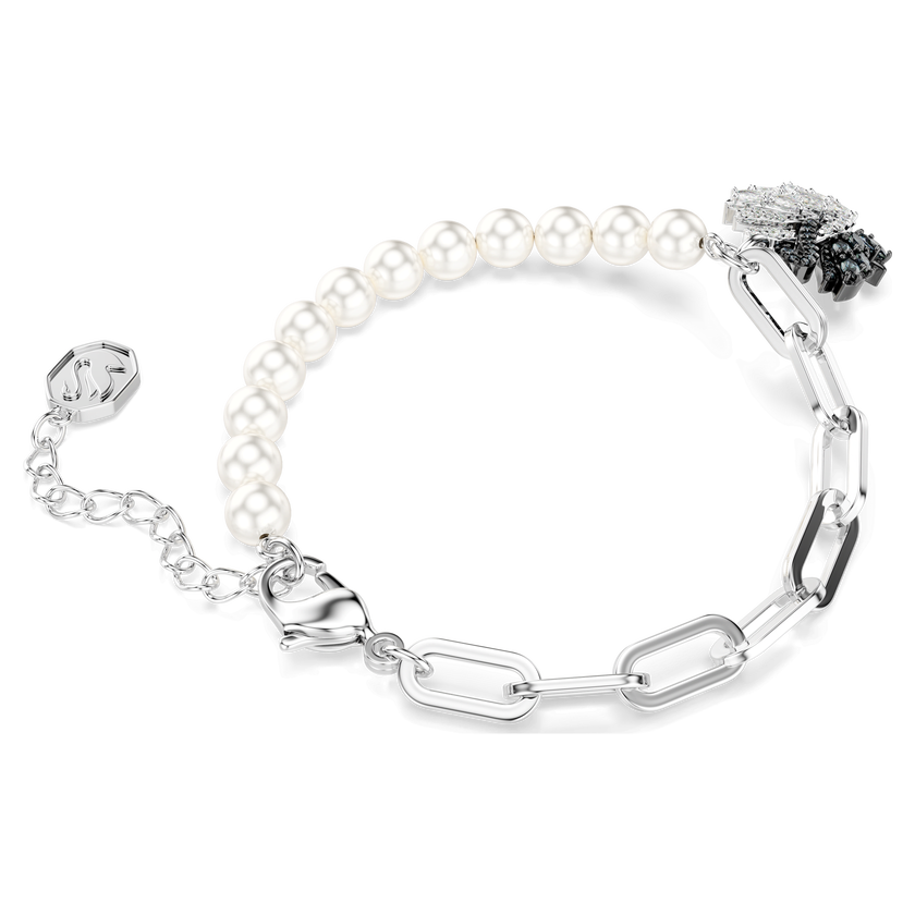 swarovski سوار swan، لآلئ كريستال، شكل بجعة، لون أسود، طلاء روديوم