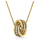 swarovski عقد further، دوائر متداخلة، لون أبيض، طلاء باللون الذهبي