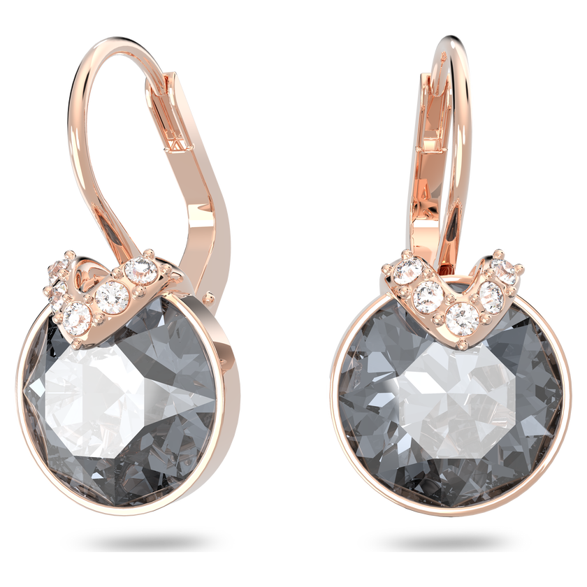 swarovski أقراط bella على شكل حرف v للأذن المثقوبة، لون رمادي، طلاء ذهبي وردي
