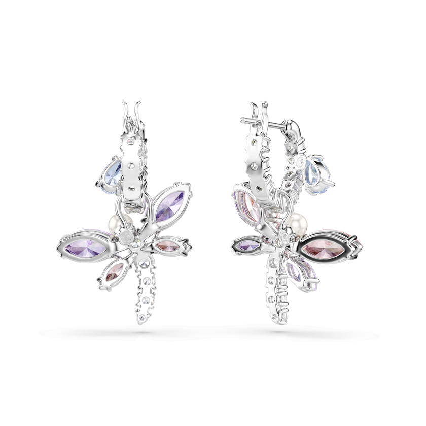 أقراط متدلية ariana grande x swarovski، قطع متنوع، شكل يعسوب، ألوان متعددة، طلاء روديوم