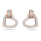 swarovski أقراط دبوسية lovely، على شكل قلب، لون أبيض، طلاء باللون الذهبي الوردي