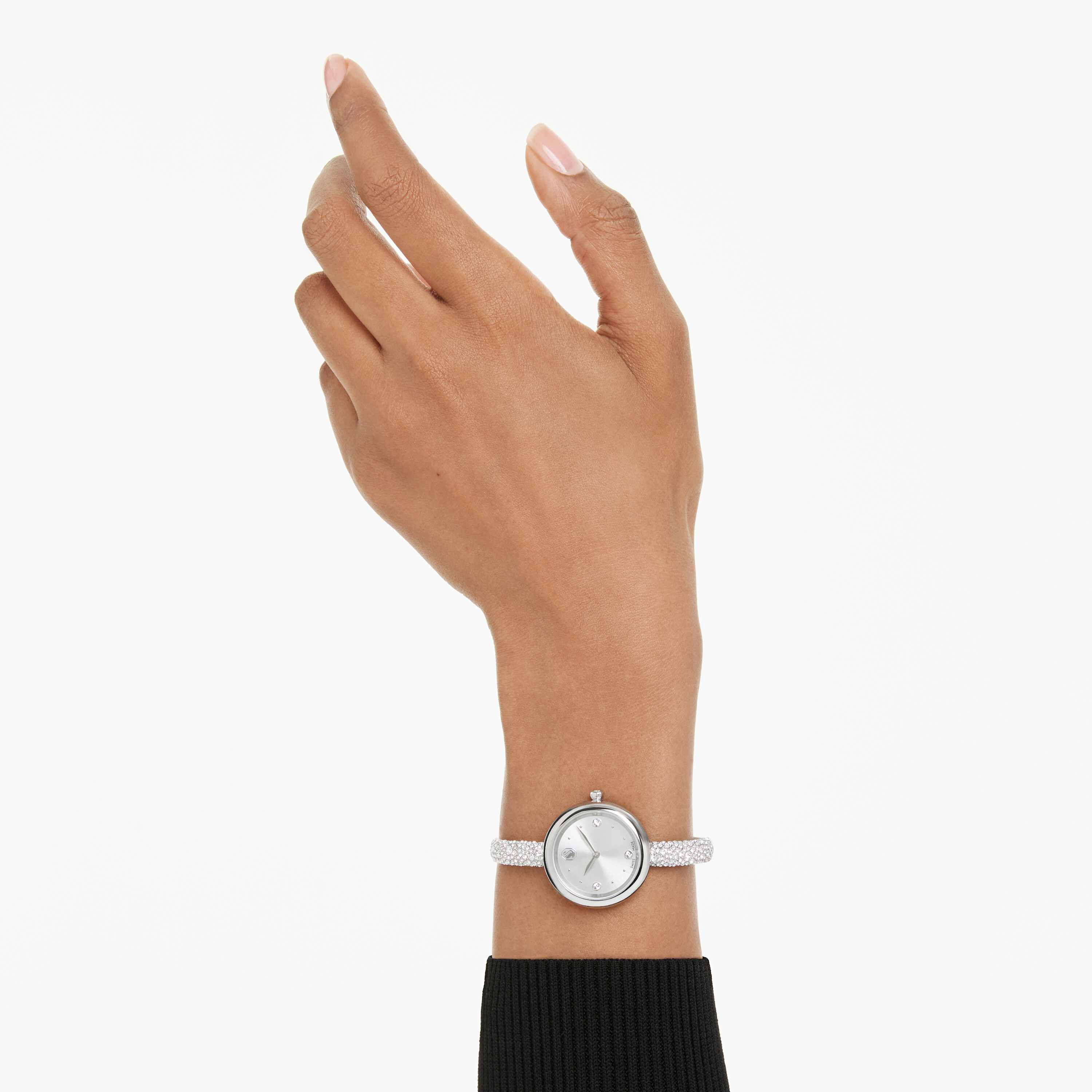 swarovski sublima bangle watch  swiss made  metal bracelet  silver tone  stainless steel