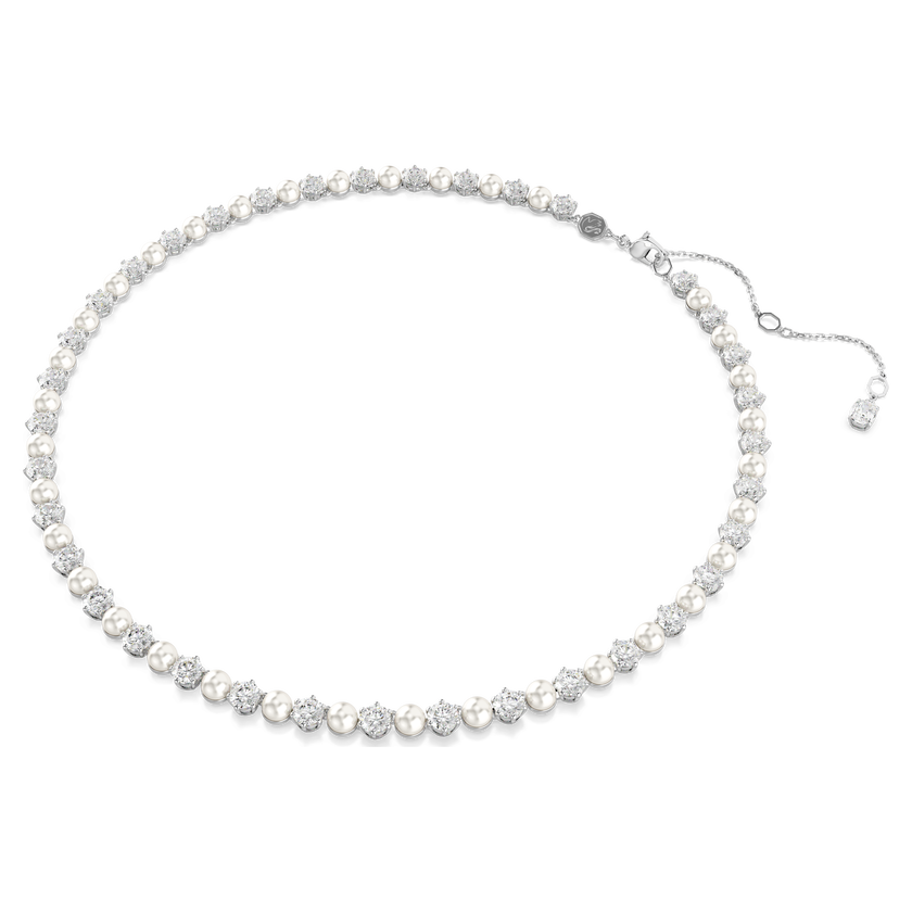 swarovski عقد matrix tennis، لآلئ كريستال، قطع مستدير، لون أبيض، طلاء روديوم
