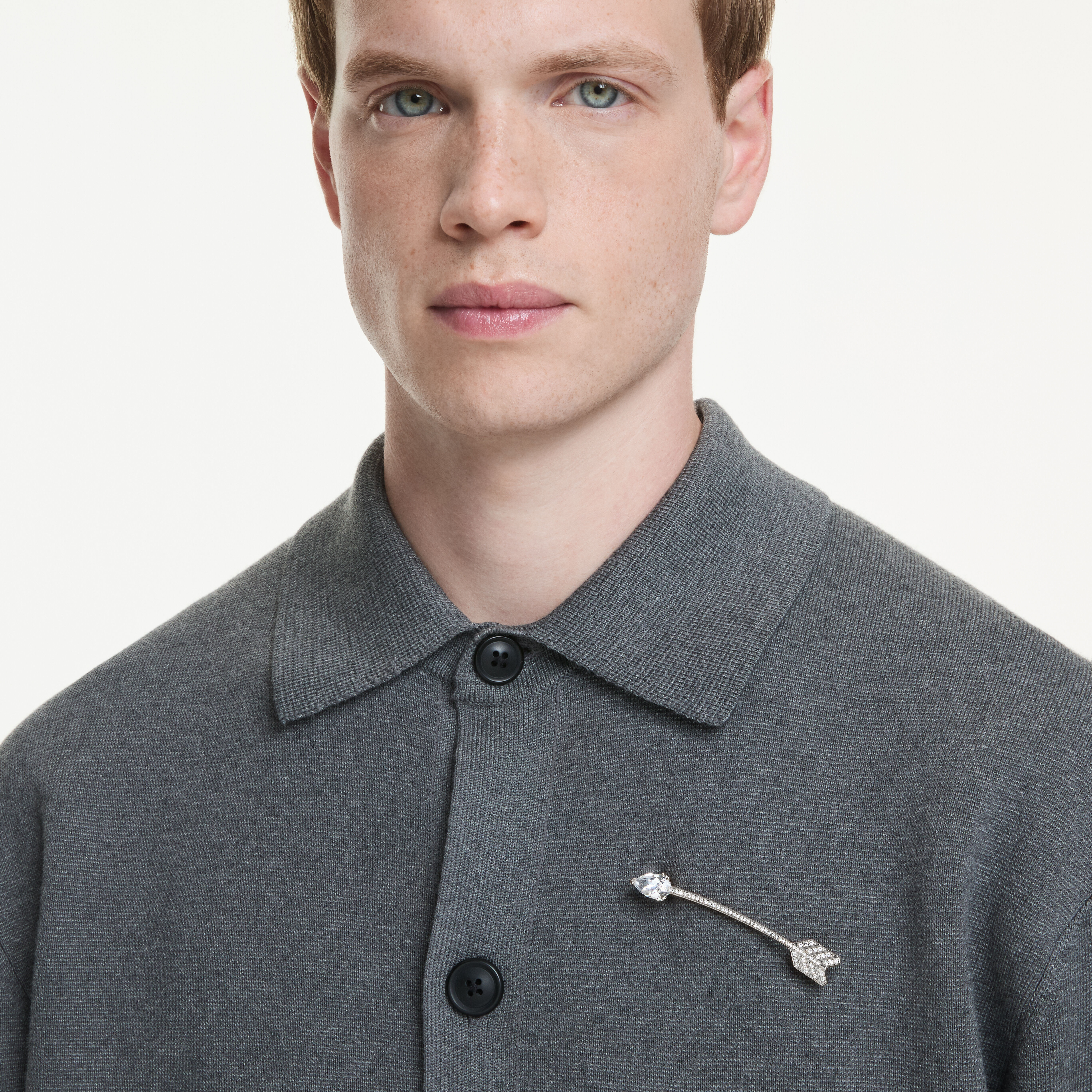 swarovski بروش idyllia، قطع متنوع، شكل سهم، لون أبيض، طلاء روديوم