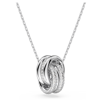 swarovski قلادة hyperbola، دوائر متداخلة، لون أبيض، طلاء روديوم