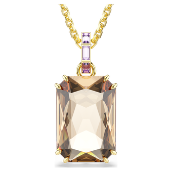 swarovski قلادة millenia، قطع مُثَمَّن، لون كراميل، لمسة نهائية من الذهب عيار 18 قيراط