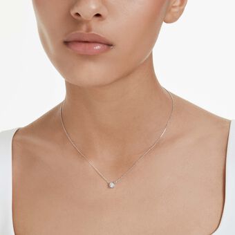 swarovski قلادة eternity، أحجار ألماس مُصنعة في المختبر بإجمالي 0 5 قيراط، شكل دائري، فضة إسترليني