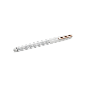 swarovski قلم حبر جاف crystalline nova، لون أبيض، طلاء باللون الذهبي الوردي