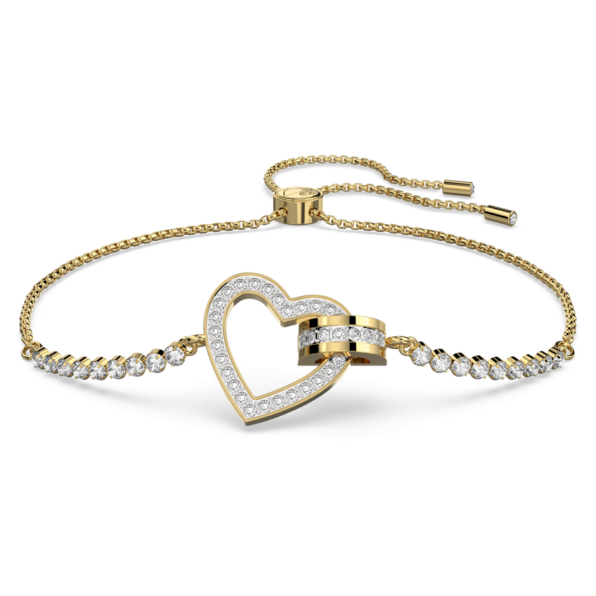 swarovski سوار lovely، على شكل قلب، لون أبيض، طلاء ذهبي