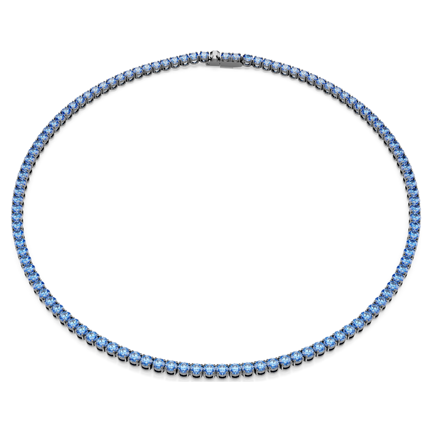 swarovski عقد matrix tennis، قطع مستدير، لون أزرق، طلاء روثينيوم