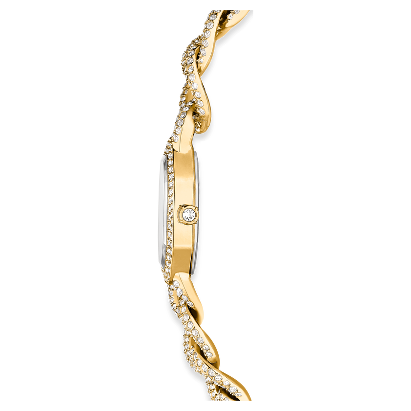 swarovski ساعة يد dextera chain، صناعة سويسرية، سوار كريستال، لون ذهبي، لمسة نهائية باللون الذهبي