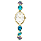 swarovski ساعة gema، سوار كريستال، لون ذهبي، لمسة نهائية باللون الذهبي