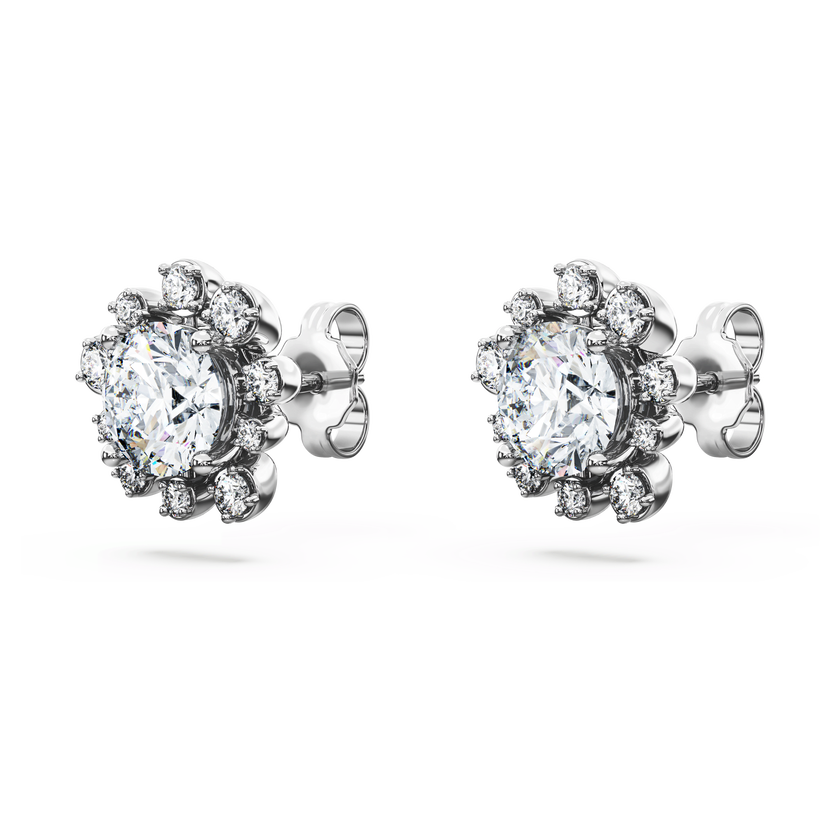 swarovski أقراط دبوسية galaxy، أحجار ألماس مُصنعة في المختبر بإجمالي 2 3 قيراط، ذهب أبيض عيار 18