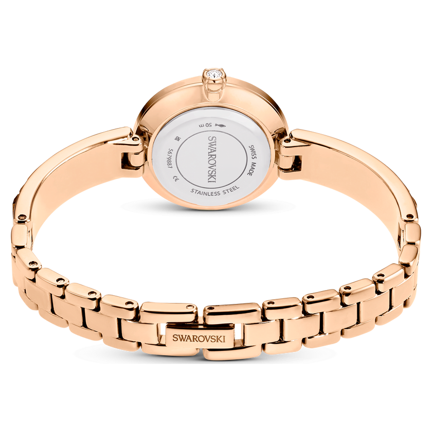 swarovski ساعة يد matrix bangle، صناعة سويسرية، سوار كريستال، لون رمادي، لمسة نهائية باللون الذهبي الوردي
