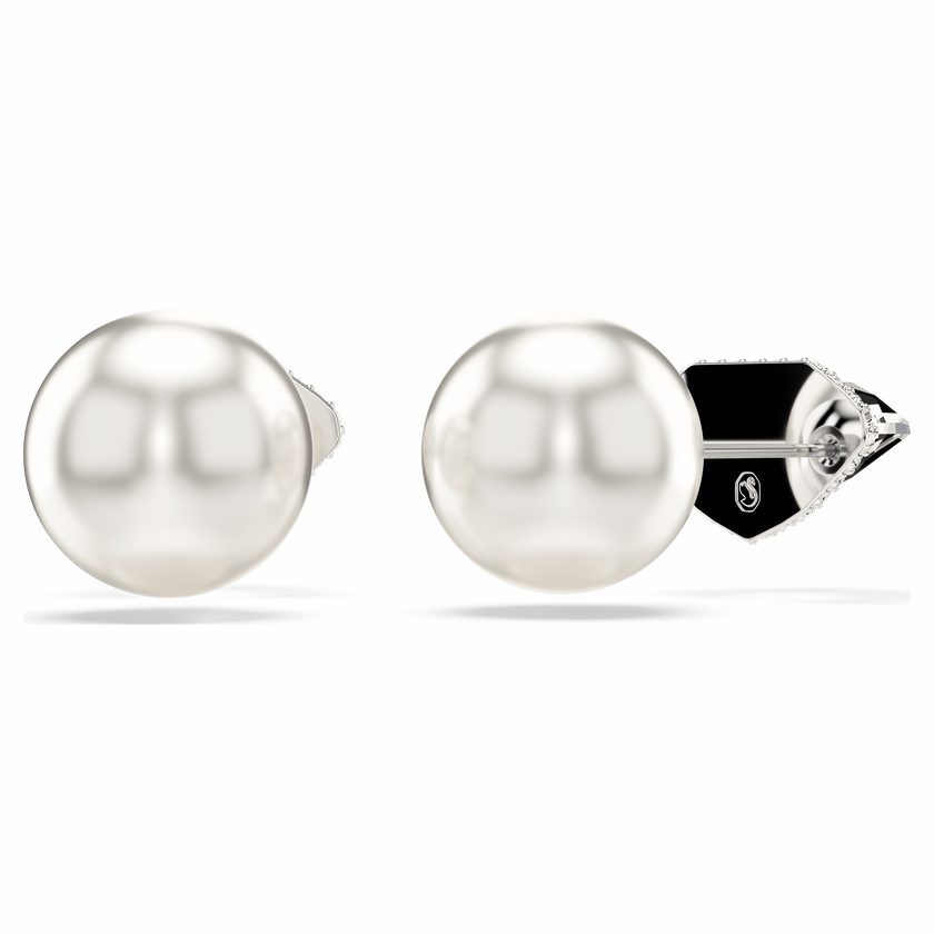 swarovski أقراط دبوسية lucent، أحجار كريستال صغيرة متراصة، شكل كرة، لون أبيض، طلاء روديوم
