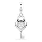 swarovski idyllia charm  mixed cuts  heart with key  white  rhodium plated