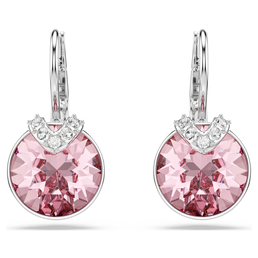 swarovski أقراط bella v متدلية، قطع مستدير، لون وردي، طلاء روديوم