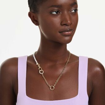 swarovski idyllia necklace  crystal pearl  white  gold tone plated