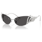 swarovski نظارة شمسية، على شكل عين القطة، حلية على شكل بجعة، لون فضي