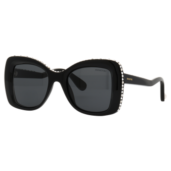 swarovski نظارة شمسية، شكل فراشة، sk6062u، لون أسود