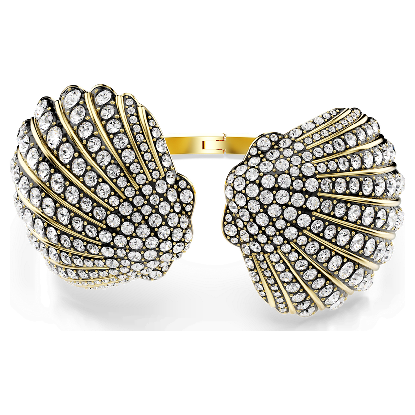 swarovski سوار idyllia، شكل صدفة، لون أبيض، طلاء بلون ذهبي