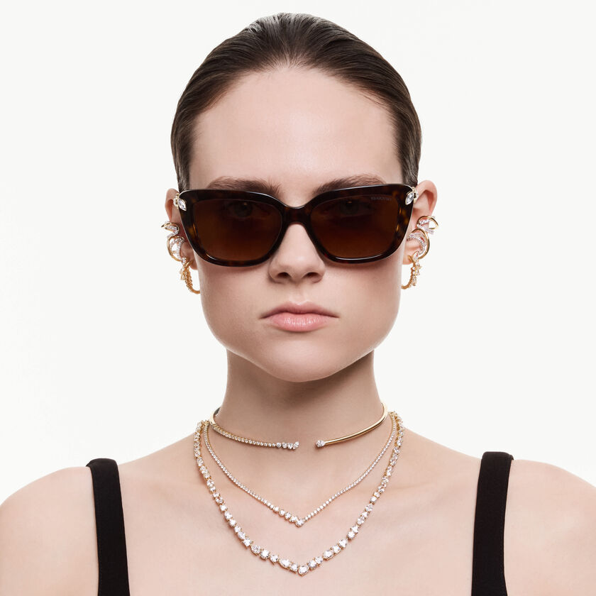 swarovski أقراط حلقية mesmera، قطع متنوع، لون أبيض، لمسة نهائية من الذهب عيار 18 قيراط