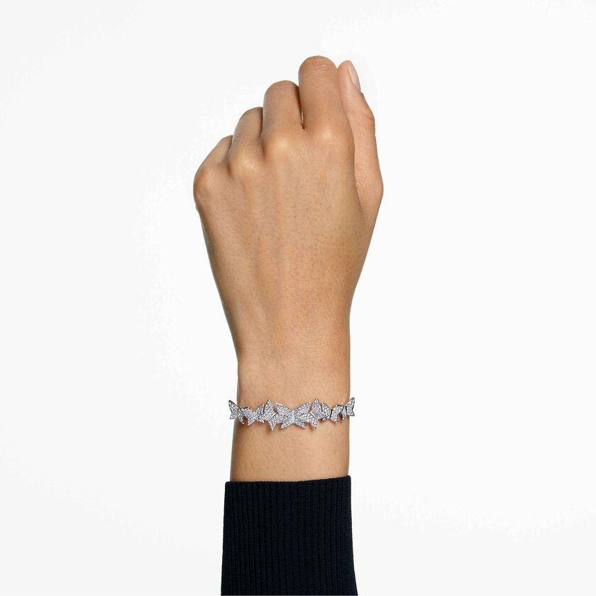 swarovski سوار lilia، مزين بفراشة، لون أبيض، طلاء روديوم