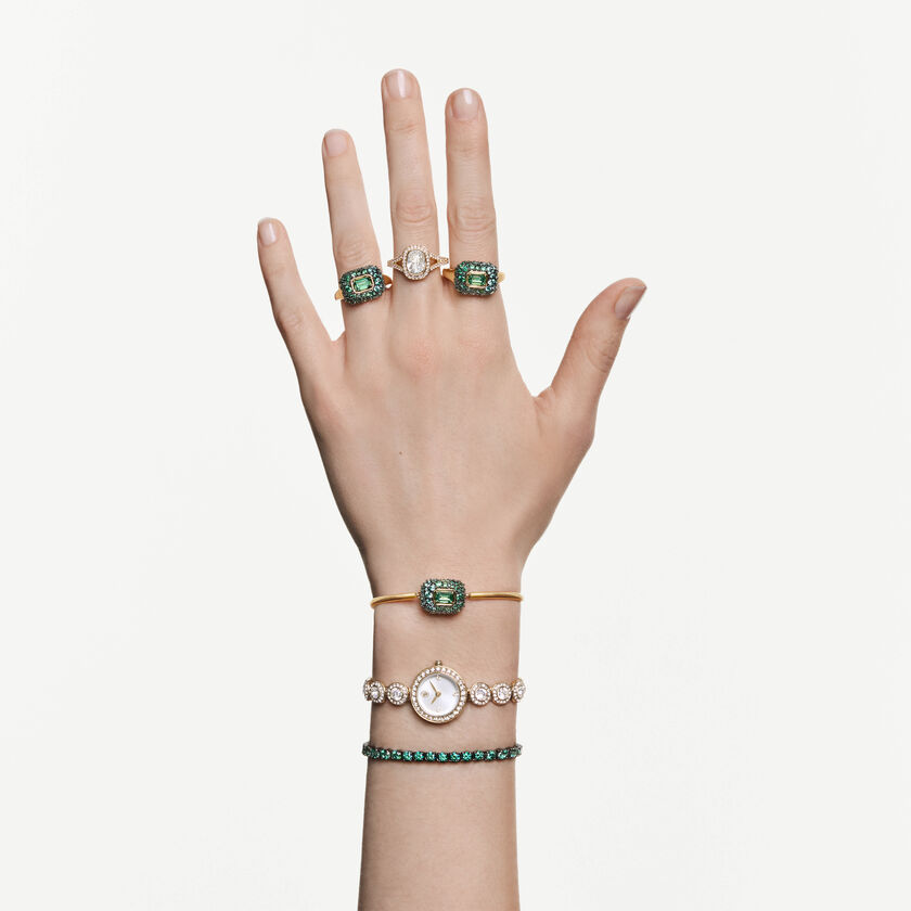 swarovski خاتم una angelic، قطع الوسادة، لون أبيض، لمسة نهائية من الذهب عيار 18 قيراط