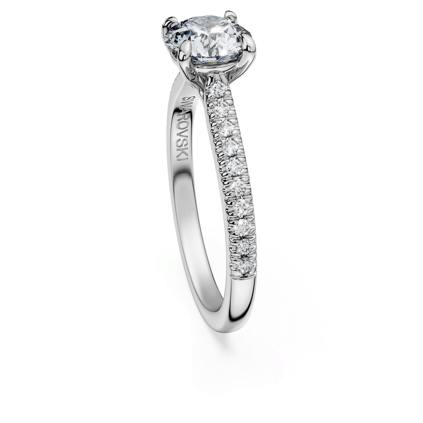 swarovski خاتم سوليتير eternity، ألماس مُصنع في المختبر إجمالي 1 2 قيراط، شكل دائري، ذهب أبيض عيار 18 قيراط