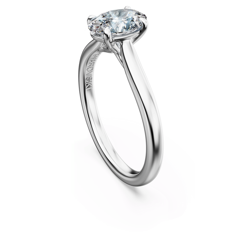 swarovski خاتم سوليتير eternity، أحجار ألماس مُصنعة في المختبر بإجمالي 1 قيراط، قطع بيضاوي، ذهب أبيض عيار 18