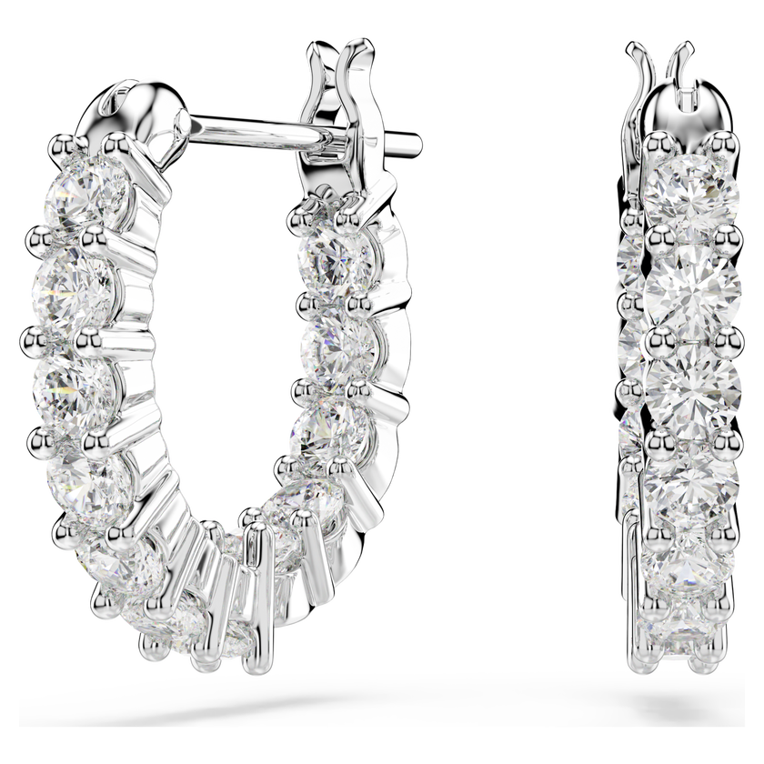 swarovski أقراط حلقية matrix vittore، قطع مستدير، لون أبيض، طلاء روديوم