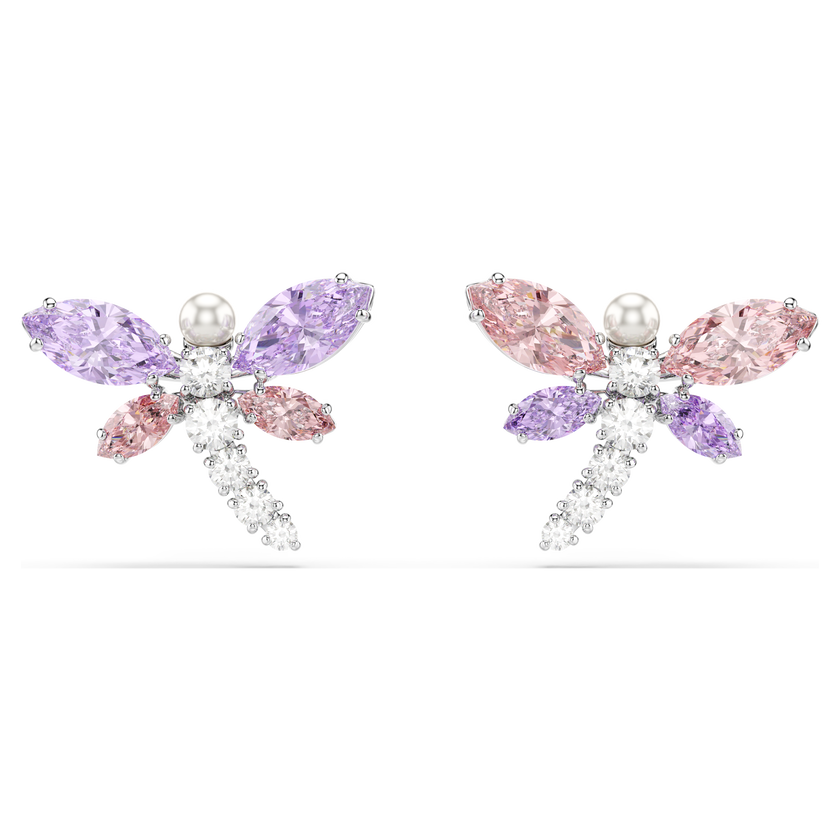 أقراط دبوسية ariana grande x swarovski، قطع متنوع، شكل يعسوب، ألوان متعددة، طلاء روديوم