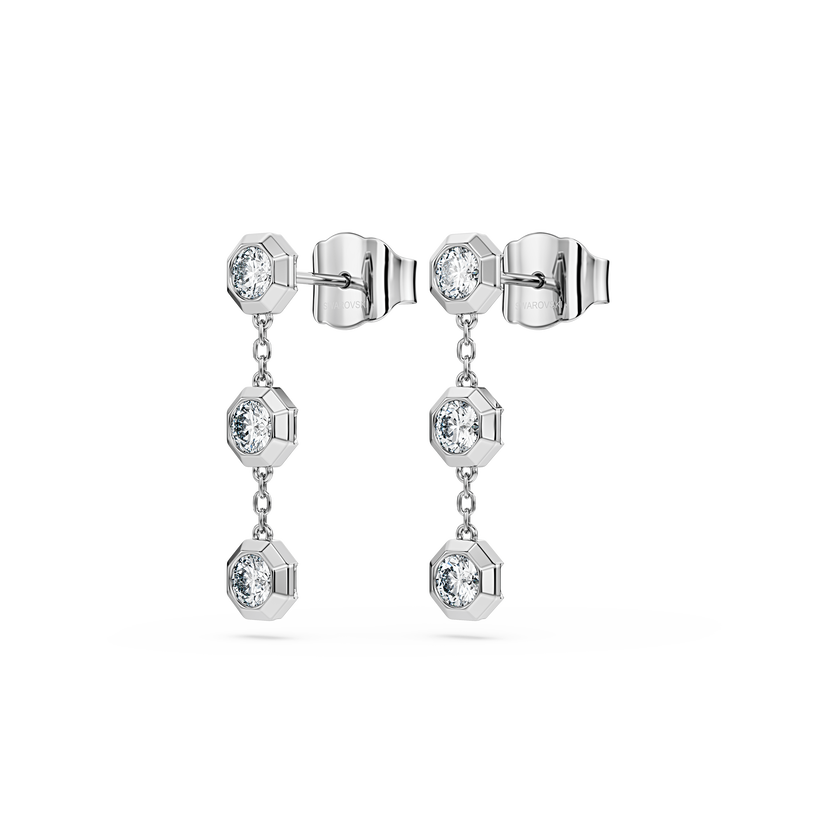 swarovski أقراط متدلية octagon، ألماس مُصنع في المختبر إجمالي 0 6 قيراط، شكل دائري، فضة استرليني