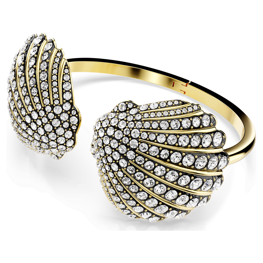 swarovski سوار idyllia، شكل صدفة، لون أبيض، طلاء بلون ذهبي