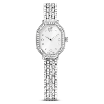 swarovski ساعة dextera octagon، صناعة سويسرية، سوار معدني، لون فضي، ستانلس ستيل