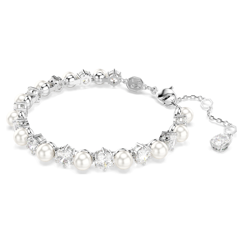 swarovski سوار matrix tennis، لآلئ كريستال، قطع مستدير، لون أبيض، طلاء روديوم