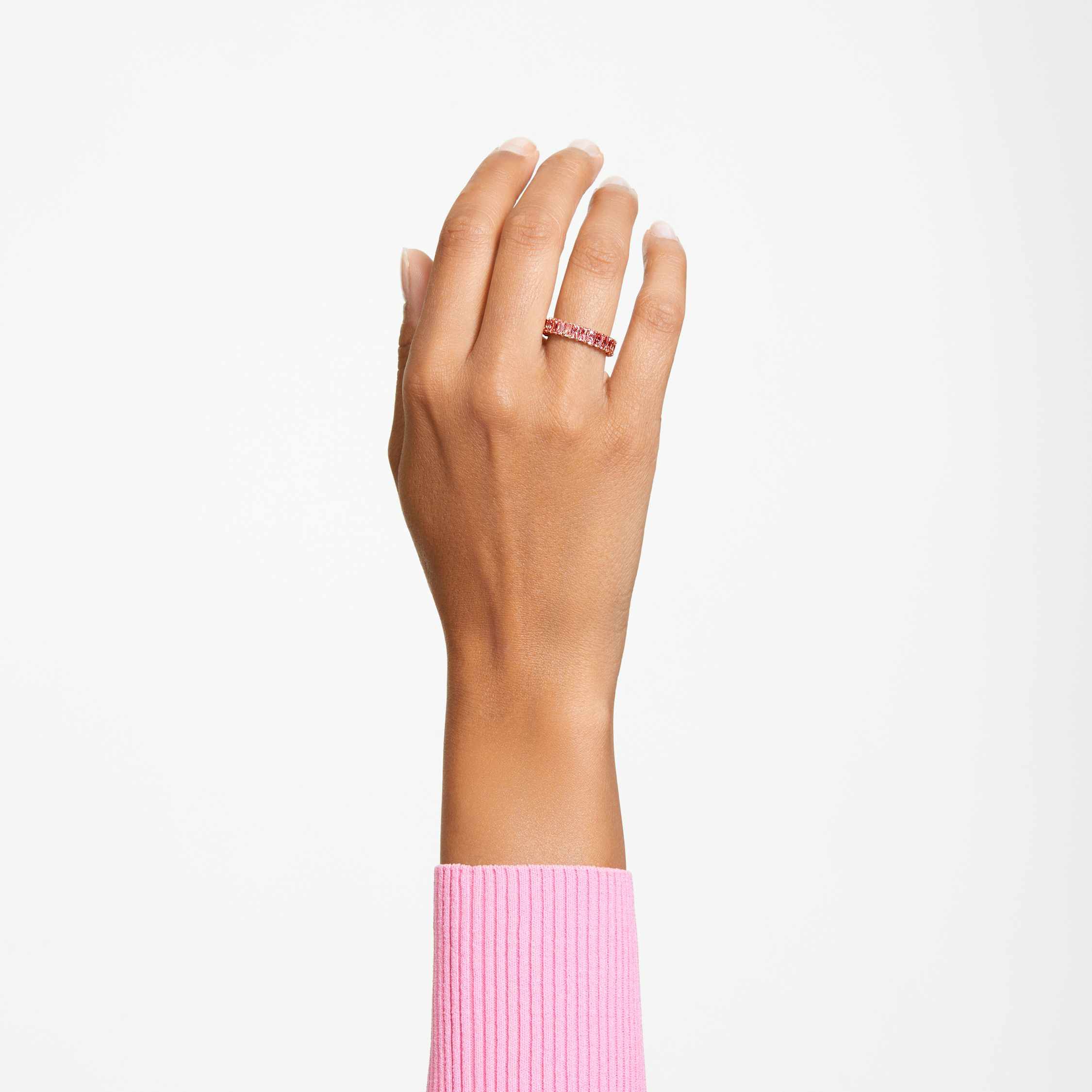 swarovski خاتم matrix، قطع باغيت، لون وردي، طلاء بلون ذهبي وردي