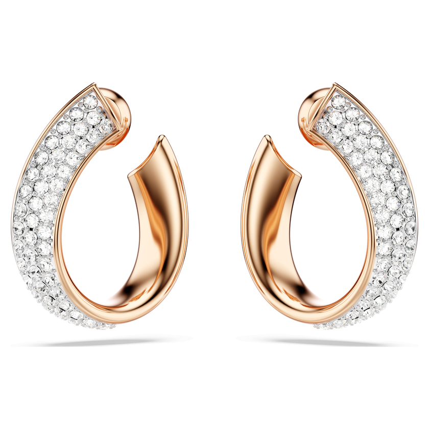 swarovski أقراط حلقية exist، صغيرة، لون أبيض، حجم صغير، لمسة نهائية من الذهب الوردي عيار 18 قيراط