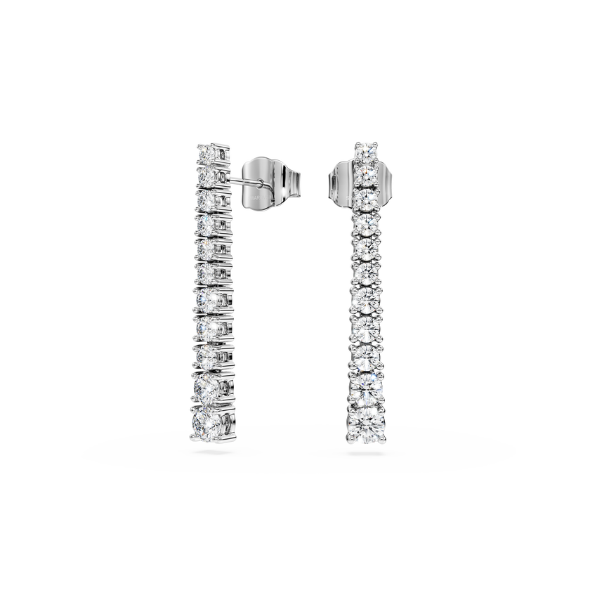 swarovski eternity drop earrings  lab grown diamonds 1 3 ct tw  round shape  18k white gold