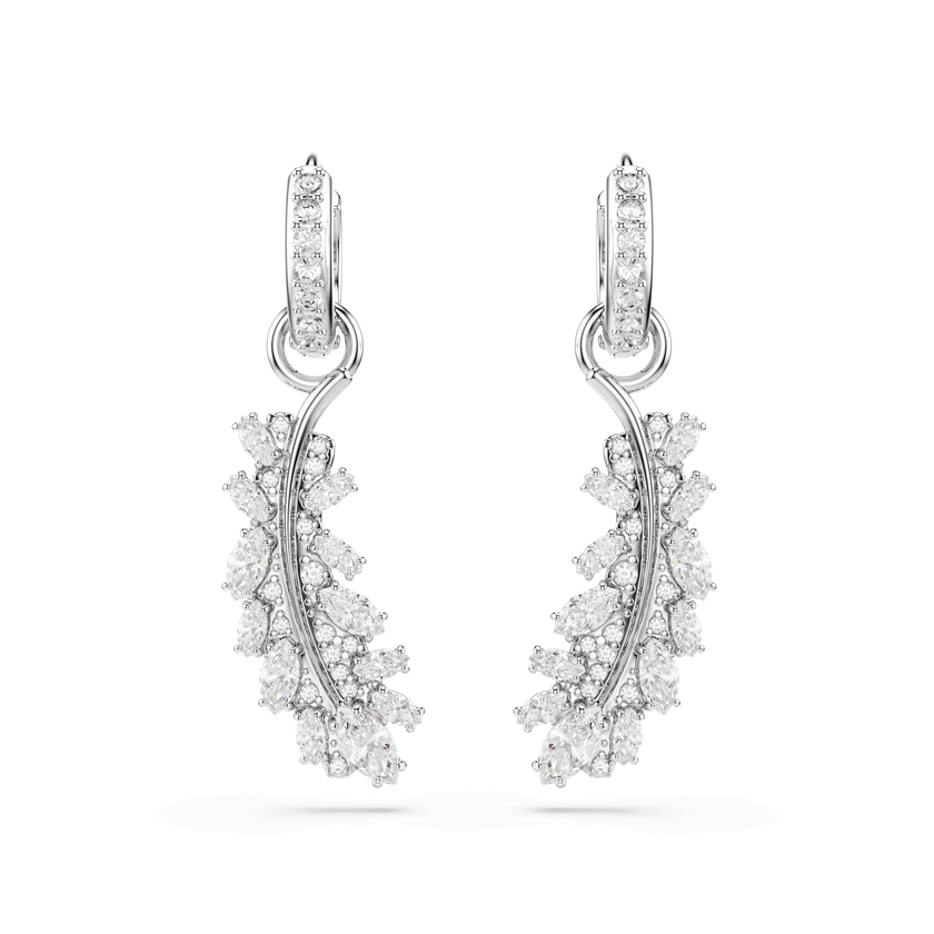 swarovski أقراط vienna، قطع متنوع، ريشة، لون أبيض، طلاء روديوم