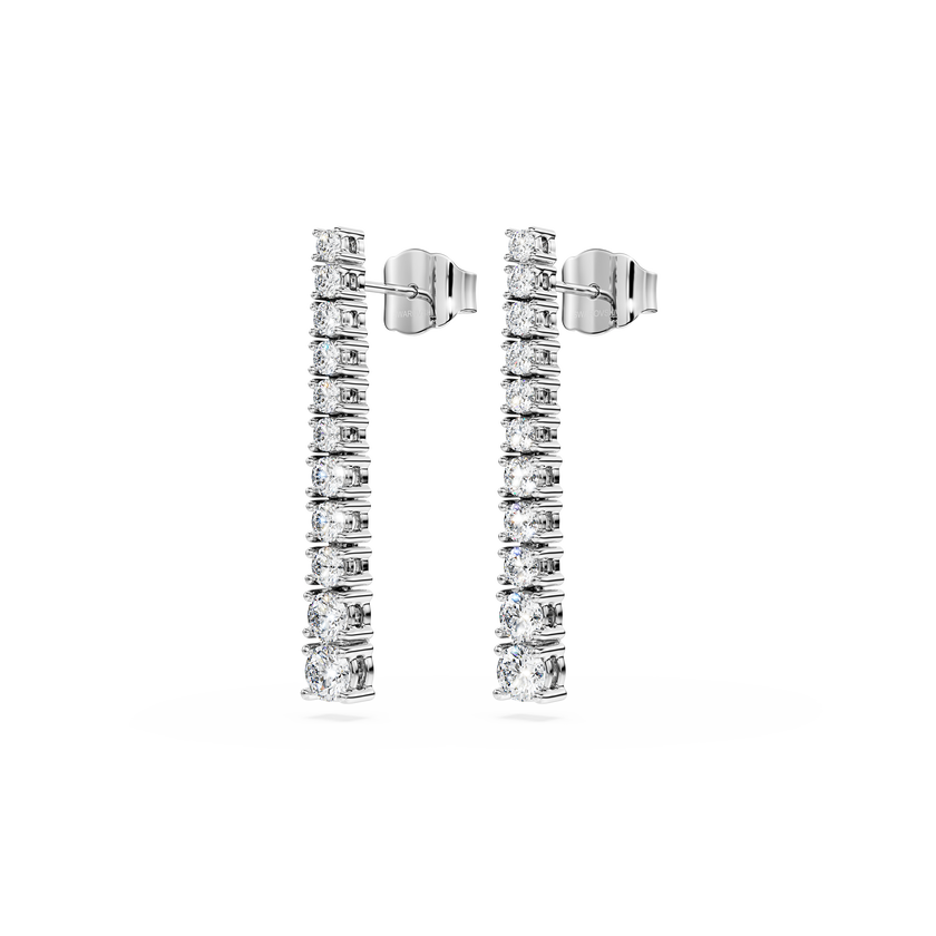 swarovski eternity drop earrings  lab grown diamonds 1 3 ct tw  round shape  18k white gold