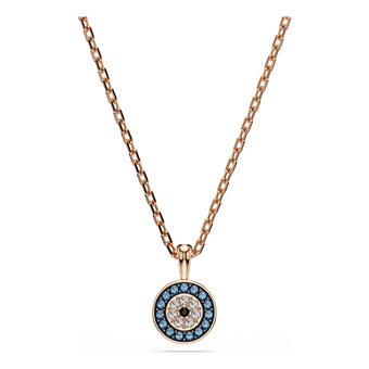 swarovski luckily pendant  pav   eye  blue  rose gold tone plated