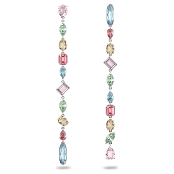 أقراط Gema متدلية، طويلة، متعددة الألوان، طلاء روديوم swarovski أقراط gema متدلية، طويلة، متعددة الألوان، طلاء روديوم