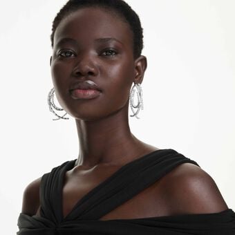 swarovski أقراط حلقية matrix، قطع متنوع، لون أبيض، طلاء روديوم