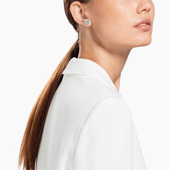 swarovski أقراط دبوسية magic، شكل رقاقة ثلج، لون أبيض، طلاء روديوم