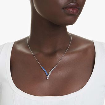 swarovski قلادة matrix، قطع متنوع، لون أزرق، طلاء روديوم