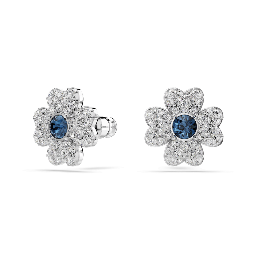 swarovski symbolica stud earrings  clover  blue  rhodium plated