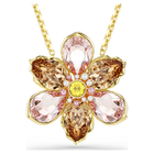 swarovski idyllia pendant and brooch mixed cuts flower multicolored gold tone plated